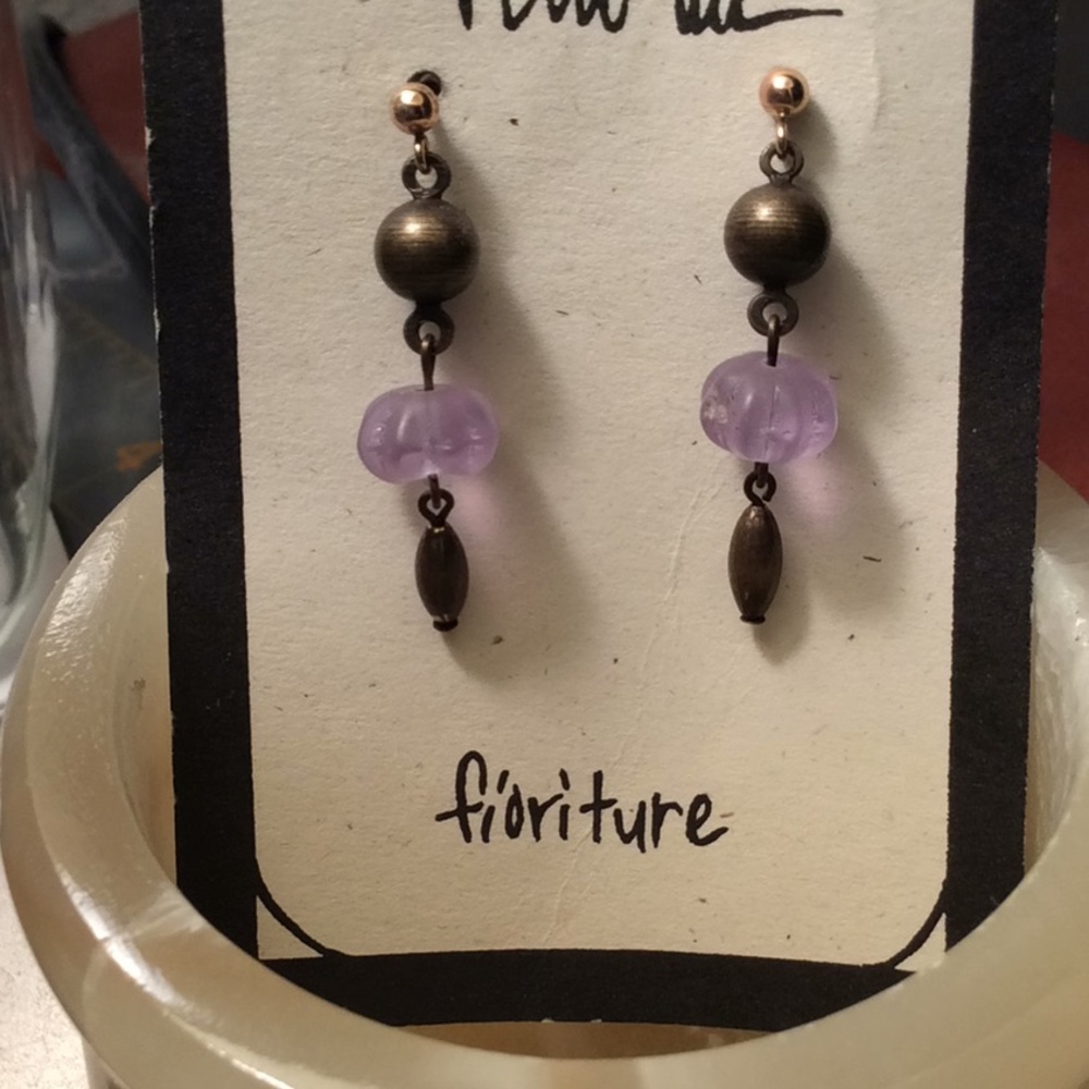 Solid Brass 14k Post Dangle Earrings - image 2